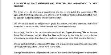 Labour Party Suspends Chairman Over Alleged Embezzlement