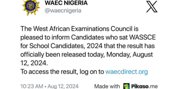 WAEC Releases 2024 Examination Result